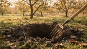 Arbres fruitiers : préparez le trou de plantation à l’avance pour ameublir le sol