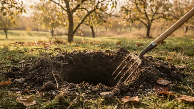 Arbres fruitiers : préparez le trou de plantation à l’avance pour ameublir le sol Arbres fruitiers : préparez le trou de plantation à l’avance pour ameublir le sol